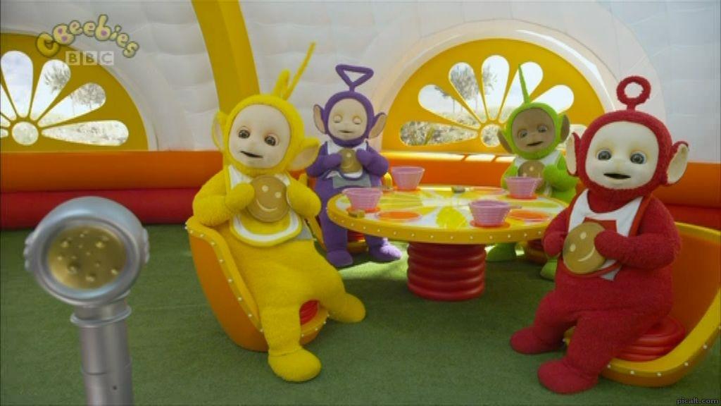 A Voice Trumpet Rises She Said To The Teletubbies Eating Their